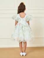 ⁦Styli Girls Floral Print Organza A-Line Dress⁩ - الصورة ⁦5⁩