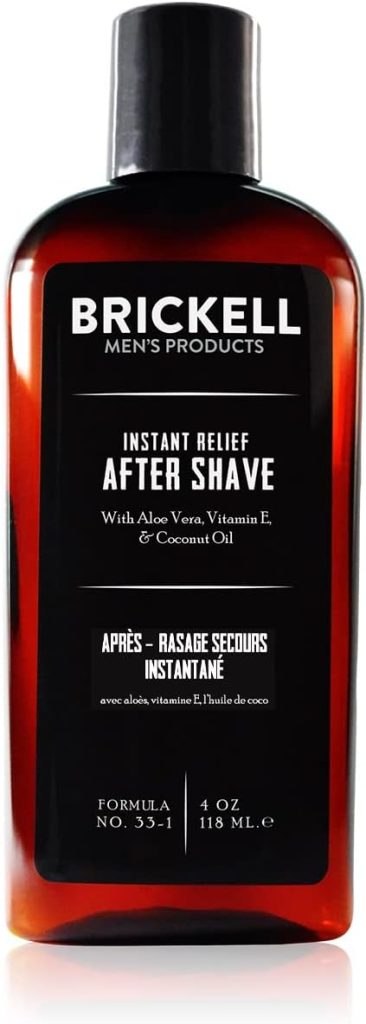 Brickell Men's Products Instant Relief Aftershave for Men, Natural and Organic Soothing After Shave Balm to Prevent Razor Burn, 4 Ounce, Unscented
