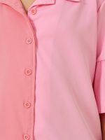 ⁦Styli Girls Color Block Ruffled Sleeve Collared Shirt⁩ - الصورة ⁦4⁩