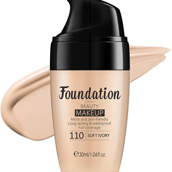 Azonee Color Changing Liquid Foundation for Mature Skin - Full Coverage, All Day Flawless, Long-Lasting Makeup Base (Ivory)