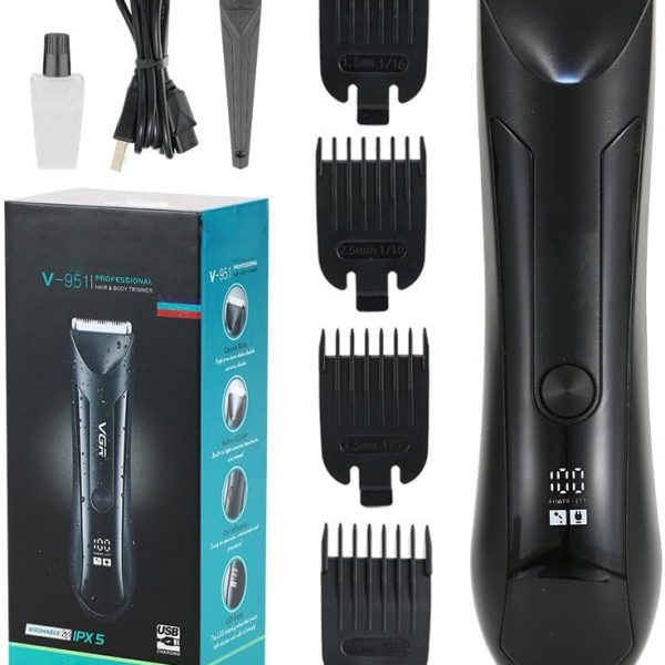 MAKINGTEC Electric Groin Body Hair Trimmer Ball Trimmer for Men USB Recharge Dock Cordless Use Fully Waterproof Replaceable Ceramic Blade Pubic Hair Trimmer Body Groomer Kit for Men