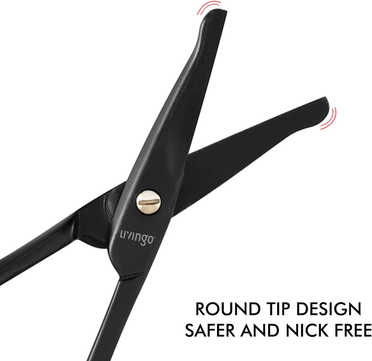⁦LIVINGO Nose Scissors, Round Tip Stainless Steel Nostril Scissors, Beard Scissors, Mustache, Nose Hair and Ear Scissors 9.5cm⁩ - الصورة ⁦3⁩