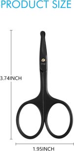 ⁦LIVINGO Nose Scissors, Round Tip Stainless Steel Nostril Scissors, Beard Scissors, Mustache, Nose Hair and Ear Scissors 9.5cm⁩ - الصورة ⁦2⁩
