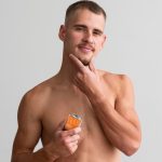 ⁦Azonee Mini Rechargeable Electric Shaver With Digital Display - Portable Luggage/Suitcase Design Rotary Shaver for Men, Home and Travel (Orange)⁩ - الصورة ⁦8⁩