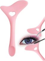 KASTWAVE Eyeliner Stencils Wing Tips, Cat Eyeliner Stencil Molds Pads Silicone Eyeliner Aid Marscara Drawing Aid, Face Cream, Easy Makeup Tool, Resusable Eyeliner Applicator Tool (Pink)