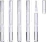 Islmlisa E-lishine 3 ml Transparent Twist Pens Empty Nail Oil Pen with Brush Tip,Lip Gloss Container Applicators Growth Liquid Tube,Set of 5, Clear, 5 Count (Pack of 1)