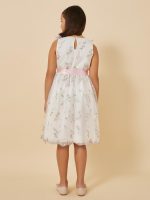 ⁦Styli Girls Embroidered Ruffle Detail Mesh Dress With Belt⁩ - الصورة ⁦6⁩
