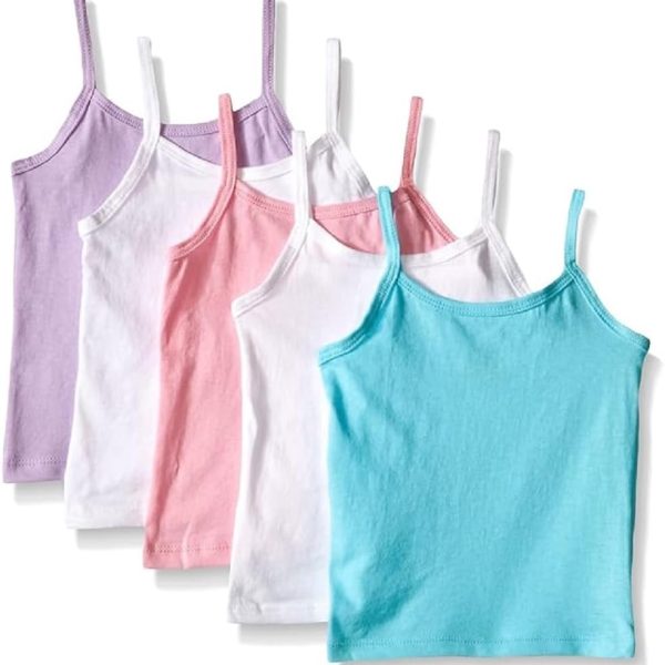 Hanes Girls Camis, Cotton Blend Camisole Tank, Toddler and Girls Sizing, Multipack, White