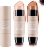 MAKINGTEC 2 PCS Contour Highlighter Stick with Brush -Bronzer Pen, Face Brightens Shades Pencil, Highlighting Shade, Highlight Shaping Stick, Waterproof, Longwear Makeup(01 and 04)