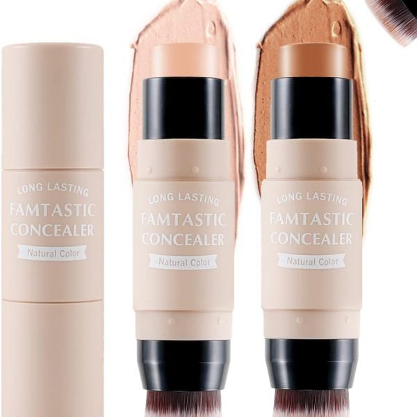 MAKINGTEC 2 PCS Contour Highlighter Stick with Brush -Bronzer Pen, Face Brightens Shades Pencil, Highlighting Shade, Highlight Shaping Stick, Waterproof, Longwear Makeup(01 and 04)
