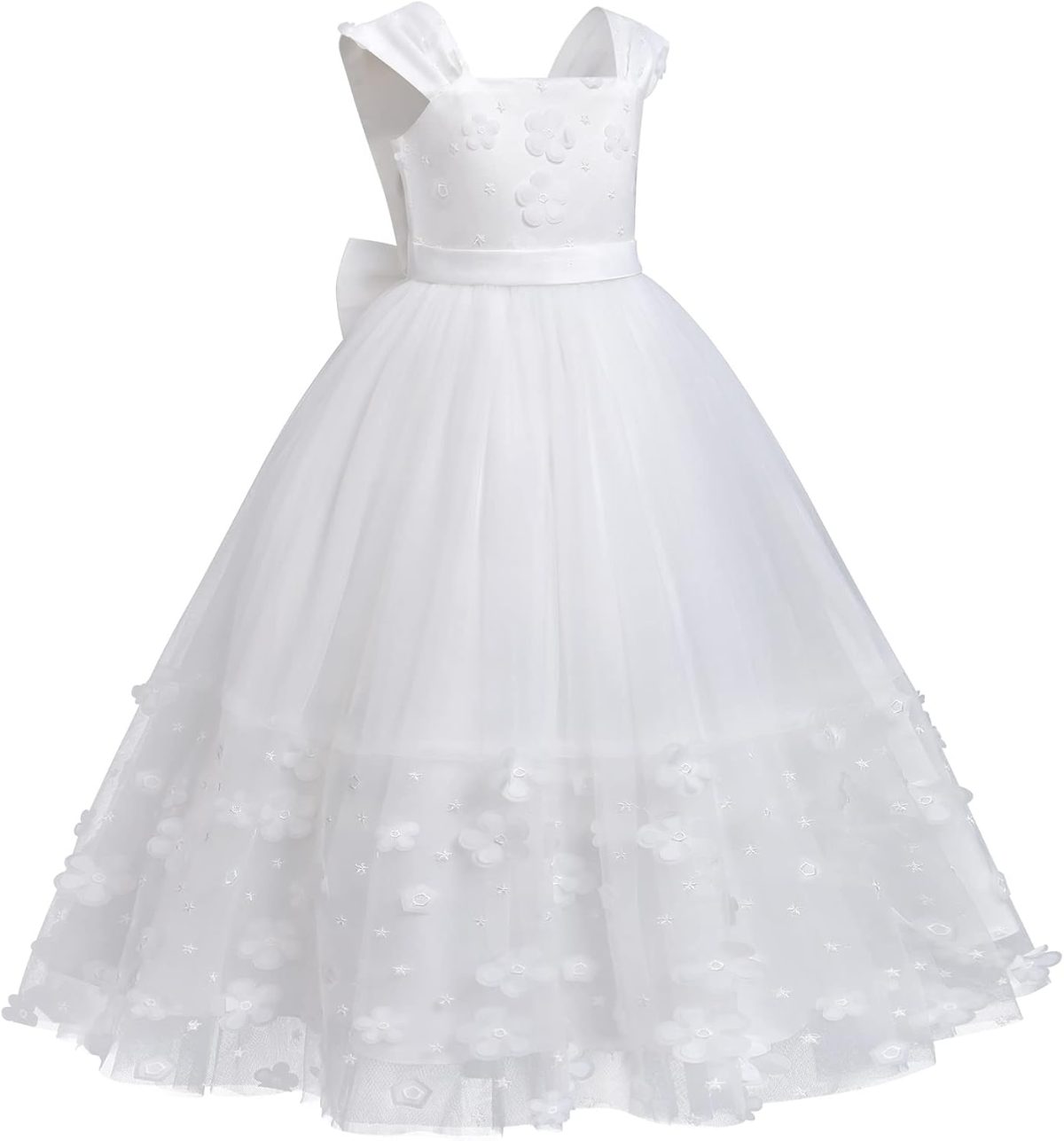 ⁦Girls Rainbow Costume Pageant Princess Party Tulle Dress Kids Baptism Christening 3rd Birthday Party Carnival Long Maxi Ball Gown Children's day Gift⁩ - الصورة ⁦2⁩