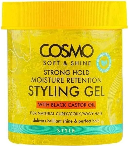 Cosmo Designs Black Castor Oil Soft and Shine Strong Hold Styling Gel 450 g
