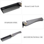 ⁦Khazna Folding Beard Comb, Portable Stainless Steel Round Comb for Men, Folding Carrying Pocket Oil Hair Moustache Shaping Comb for Grooming Styling, Combing Hair, Beards and Mustaches⁩ - الصورة ⁦4⁩