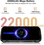 ⁦V MAX Plus Rugged Smartphone 5G,22000mAh 16GB+512GB Android 14 Rugged Phone,200MP+32MP+20MP Night Vision Rugged Cell Phone,6.58" FHD+120Hz IPS Screen,IP68/IP69K Waterproof Phone,NFC/OTG (Black)⁩ - الصورة ⁦4⁩