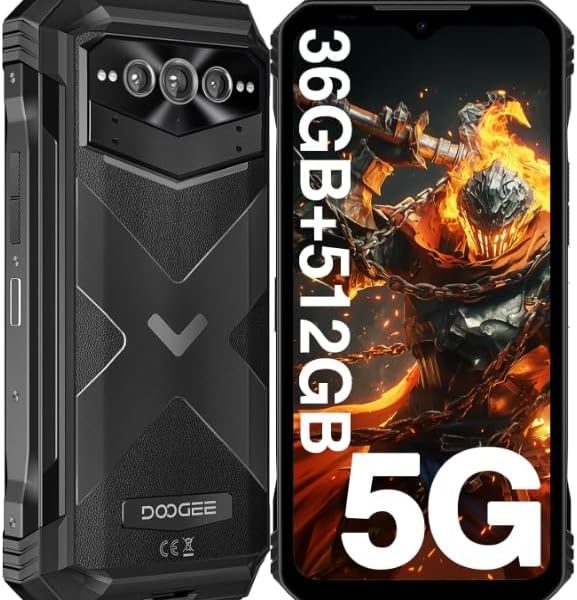 V MAX Plus Rugged Smartphone 5G,22000mAh 16GB+512GB Android 14 Rugged Phone,200MP+32MP+20MP Night Vision Rugged Cell Phone,6.58" FHD+120Hz IPS Screen,IP68/IP69K Waterproof Phone,NFC/OTG (Black)