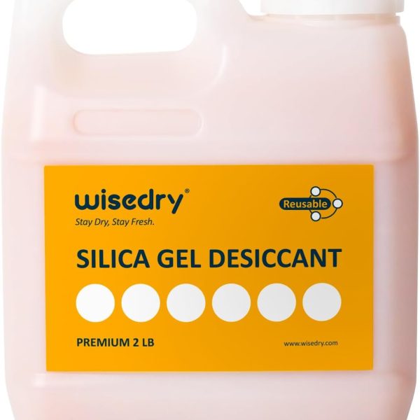 wisedry [ 2 LBS ] Silica Gel Desiccant Beads Bulk with Color Indicating, Bead Size 2-4 mm, Rechargeable