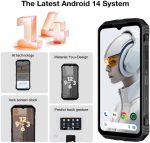 ⁦V MAX Plus Rugged Smartphone 5G,22000mAh 16GB+512GB Android 14 Rugged Phone,200MP+32MP+20MP Night Vision Rugged Cell Phone,6.58" FHD+120Hz IPS Screen,IP68/IP69K Waterproof Phone,NFC/OTG (Black)⁩ - الصورة ⁦3⁩