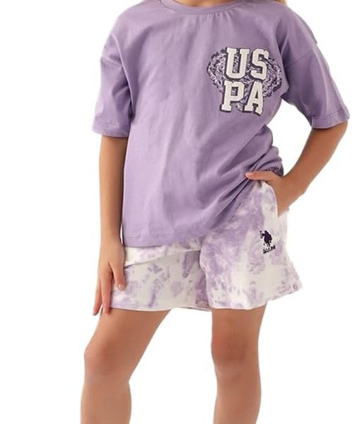 U.S. POLO ASSN. Girls Purple Short Set