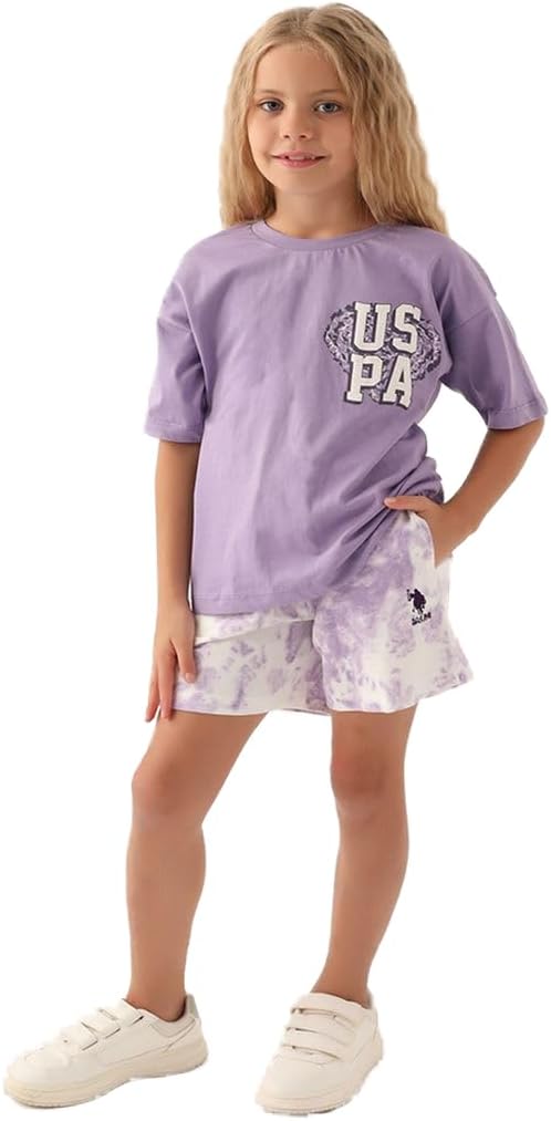 U.S. POLO ASSN. Girls Purple Short Set