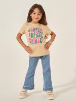 ⁦Styli Girls Slogan Print Round Neck T-Shirt⁩ - الصورة ⁦3⁩