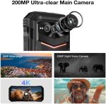 ⁦V MAX Plus Rugged Smartphone 5G,22000mAh 16GB+512GB Android 14 Rugged Phone,200MP+32MP+20MP Night Vision Rugged Cell Phone,6.58" FHD+120Hz IPS Screen,IP68/IP69K Waterproof Phone,NFC/OTG (Black)⁩ - الصورة ⁦5⁩
