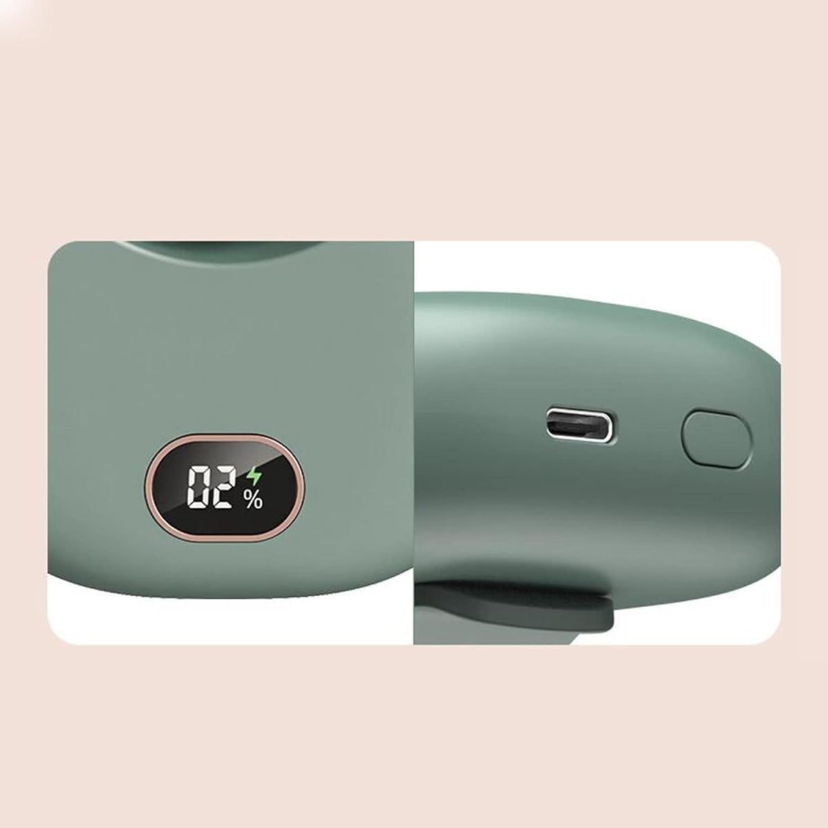 ⁦MAKINGTEC Portable Neck Fan, USB Rechargeable Fan Hands-Free Personal Fan with Adjustable Lanyard Design Compact Travel Fan 3 Wind Speed Settings Wearable Fan for Indoor Outdoor Travel (Green)⁩ - الصورة ⁦6⁩