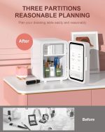 ⁦Makeup Fridge, Make-Up Mini Fridge, with Dimmable Led Light Mirror, Portable Small Refrigerator for Cosmetics, Skin Care and Food, 4L Mini Fridge for Bedroom, Car, Office & Dorm, Cooler & Warmer⁩ - الصورة ⁦7⁩