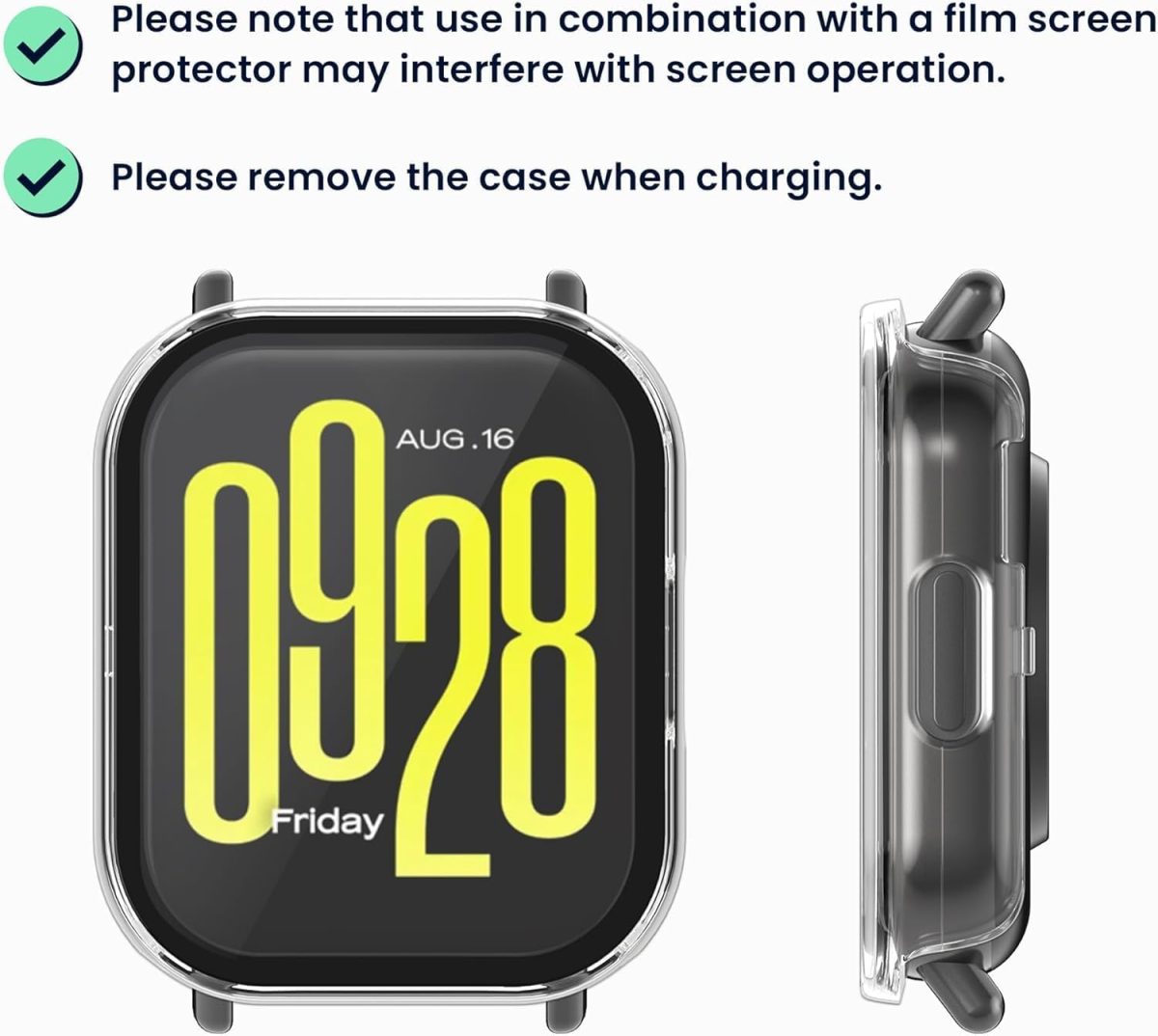 ⁦2Pcs Watch 5 Screen Protector for Xiaomi Redmi Watch 5 Active Covers (2, black)⁩ - الصورة ⁦5⁩