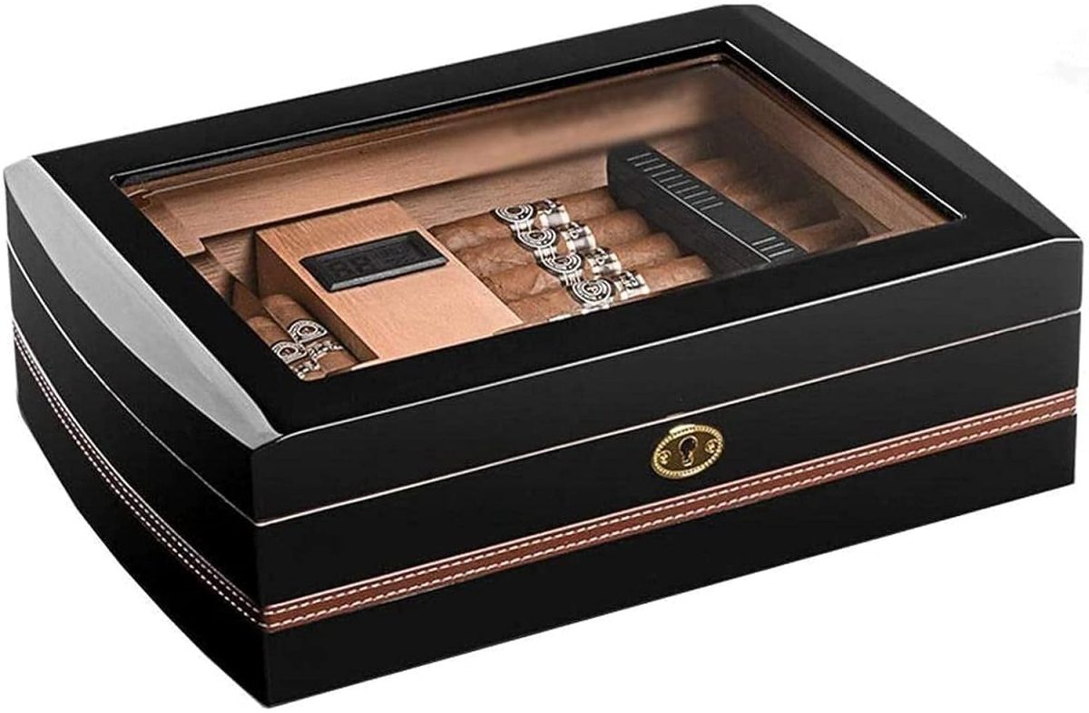 ⁦Smoking Cigar Humidor Cedar Wood Humidor Portable Moisturizing Cigarette Case Protect The Cigar Box Decorative Box Wauyan⁩ - الصورة ⁦2⁩