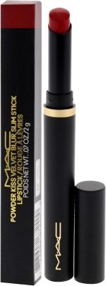 ⁦MAC, Lipstick Powder Kiss Velvet Blur Slim Stick - Ruby New, 2 gm/.07 oz⁩ - الصورة ⁦4⁩
