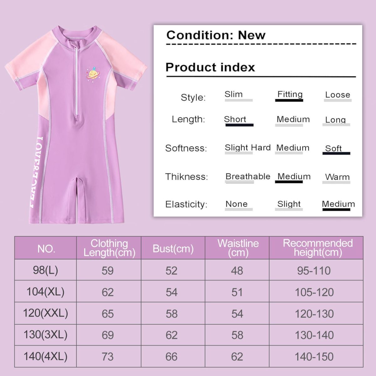 ⁦HI-FINE One Piece Swimwear, Swimsuit with Zipper for Kids, Swimming Costume Suit Surfing Swimming Age 3-14 Years⁩ - الصورة ⁦3⁩