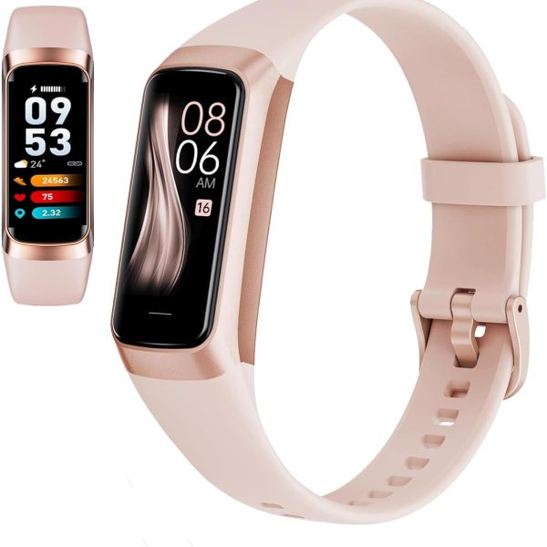 Smart Activity Tracke with1.1' Slim-thin Fitness Band, Fitness Tracker with Blood Oxygen Heart Rate & Sleep Monitor, 25+ Sport Modes with Step Count for Women&Men, IP67 Waterproof for Andorid iOS Pink