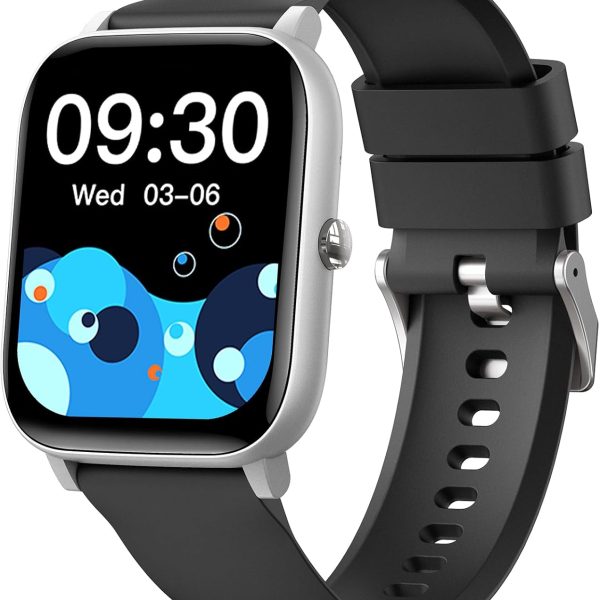 Smart Watch for Men Women, Step Counter Watch with Heart/Sleep Tracking,1.85" Full Touch Screen Smartwatch,Fitness Tracker with Blood Oxygen/Blood Pressure Detection,Compatible Android/iOS (Black)