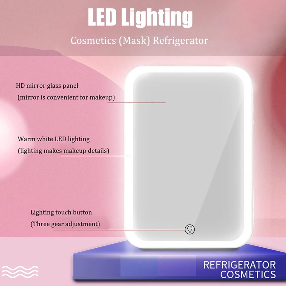 ⁦Makeup beauty mini fridge, 8l portable cosmetic refrigerator, makeup mirror fridge, led lighting, glass panel, used for beauty skin care in home/car⁩ - الصورة ⁦5⁩