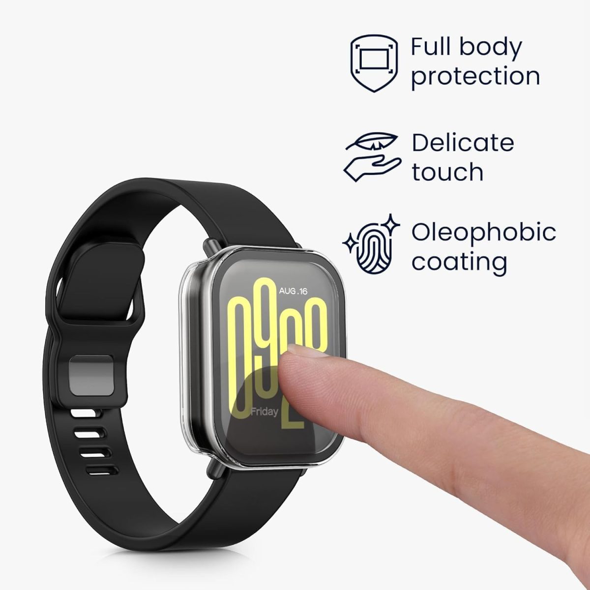 ⁦2Pcs Watch 5 Screen Protector for Xiaomi Redmi Watch 5 Active Covers (2, black)⁩ - الصورة ⁦3⁩