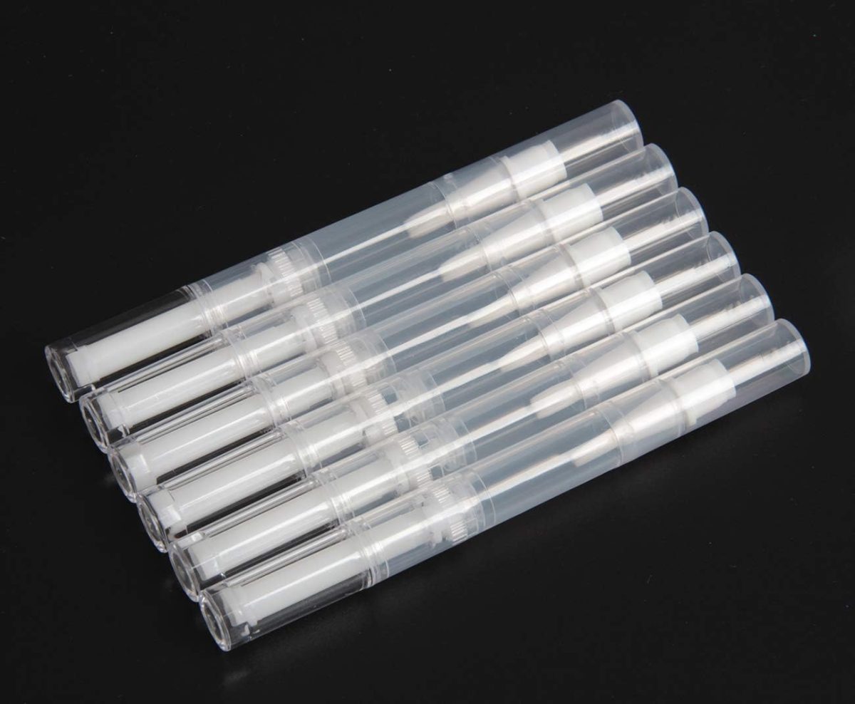 ⁦Islmlisa E-lishine 3 ml Transparent Twist Pens Empty Nail Oil Pen with Brush Tip,Lip Gloss Container Applicators Growth Liquid Tube,Set of 5, Clear, 5 Count (Pack of 1)⁩ - الصورة ⁦2⁩