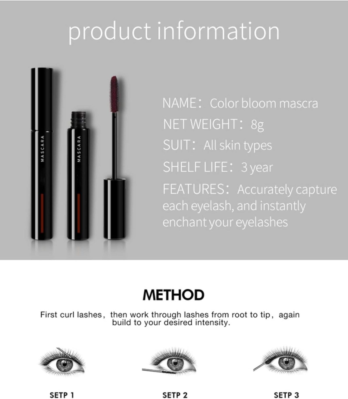 ⁦BeauFairy Mascara, 4 Colors, 3D Color Nature Mascara, Length Waterproof Definitiating, Volumizing False Lash Effect, Telescopic High Precision⁩ - الصورة ⁦7⁩