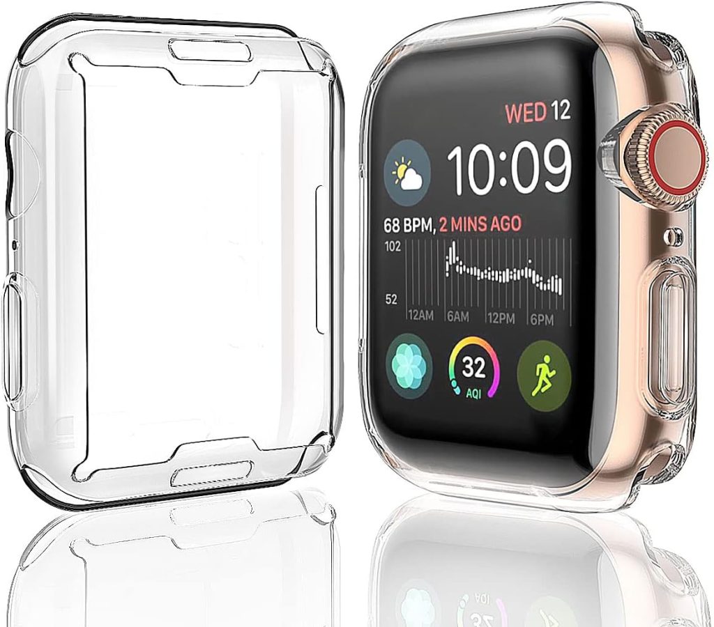 Julk [2-Pack] 45mm Case for Apple Watch Series 9 (2023) Series 8 Series 7 Screen Protector, Overall Protective Case TPU HD Ultra-Thin Cover for iWatch, Transparent