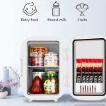 ⁦Tazweeq Mini Refrigerator, House Use and Car Use, 6 Liters, Cooler or Warmer, for Refrigerate Cosmetic, Drink, Water and Breast Milk (White)⁩ - الصورة ⁦3⁩