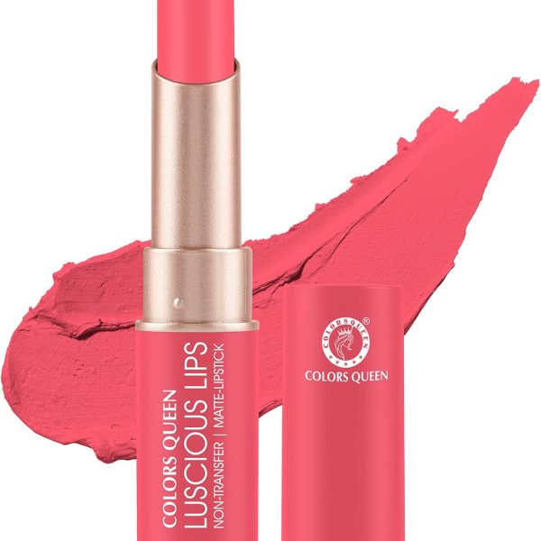 Colors Queen Luscious Lips - Non Transfer Creamy Matte Lipstick | Highly Pigmented with Smooth Application | Long Lasting Lipstick Waterproof | Smudge Proof Lipstick for Women (03 - Rosy Sunday - 3.5g