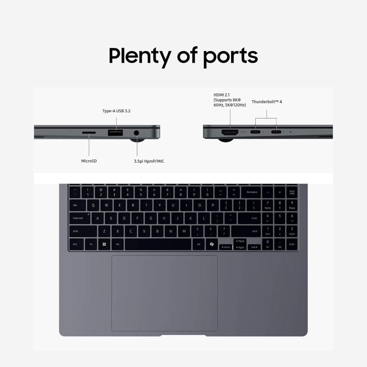 ⁦SAMSUNG Galaxy Book4 Pro Business Laptop, 14" 3K AMOLED Touchscreen, Intel 16-Core Ultra 7 155H, Long Battery Life, Thin & Light, 1080P AI Webcam, Windows 11Pro, w/128G PSD (16GB RAM | 4TB SSD)⁩ - الصورة ⁦8⁩