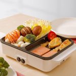 Electric Grill Pan 2 Speed Household Multifunctional Small 2L Hot Pot Barbecue One Pot 1200W High Power Dormitory Mini Barbecue Machine