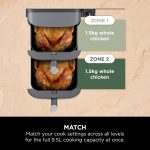 ⁦Ninja Double Stack XL Air Fryer, Vertical Dual Drawer Air Fryer with 4 cooking levels, 2 Drawers and 2 Racks, 9.5L Capacity, 6 Cooking Functions, 8 Portions, Grey, SL400ME, 2 Years Warranty⁩ - الصورة ⁦5⁩
