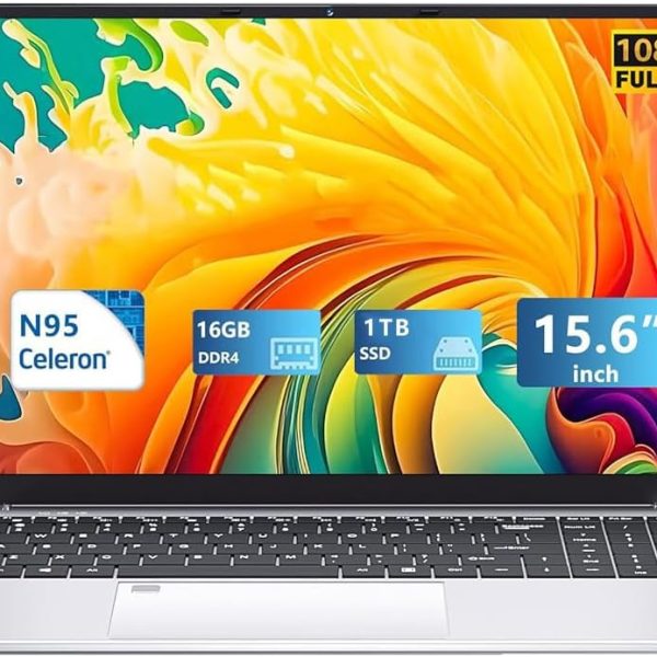 Gaming Laptop,15.6 Inch FHD IPS 1920*1080 Laptop Computer, Laptops 12th Gen N95 Processor (Up to 3.4GHz) , 16GB 1TB SSD, Supports 180 Angle Opening Backlit Keyboard Fingerprint Unlock Win 11 Pro