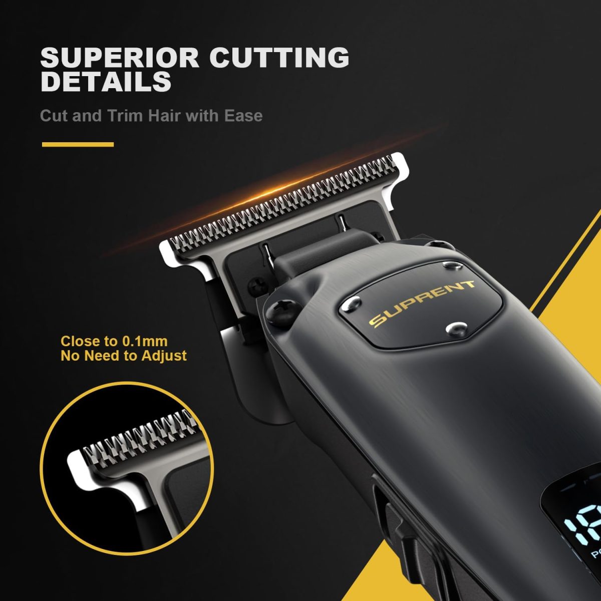 ⁦SUPRENT Hair Clippers for Men Professional, USB-C Rechargeable Cordless Clippers for Hair Cutting, Mens Hair Clippers and Trimmer Kit for Barber with LED Display for Barbers & Home Use (Gray)⁩ - الصورة ⁦4⁩