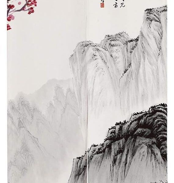 Ofat Home Chinese Traditional Ink Painting Doorway Curtain, Marvelous Mountain Tapestry for Wall Hanging, Japanese Noren Bedroom Partition Kithchen Divider Bathroom Door Decor, 33.5"x 59"