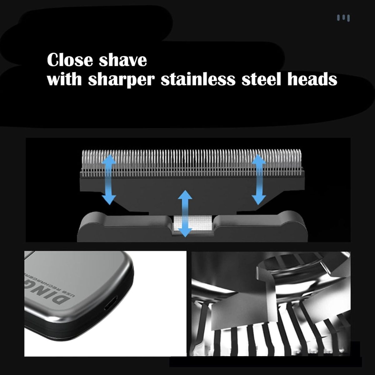 ⁦Men's Ultra Thin Electric Razor, Rechargeable Single Razor Reciprocating Mini Electric Razor Rechargeable Washable Wet/Dry Razor for Facial Care Beard Trimmer, Cordless USB Travel Razor, Silver⁩ - الصورة ⁦3⁩
