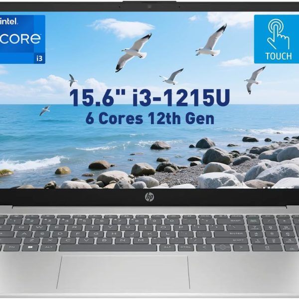 HP 15.6" HD Touchscreen Laptop 15-fd0023dx, Intel Core i3-1215U, 8GB RAM, 256GB SSD, Bluetooth, Wi-Fi, Intel UHD Graphics, Windows 11 Home in S Mode, Natural Silver