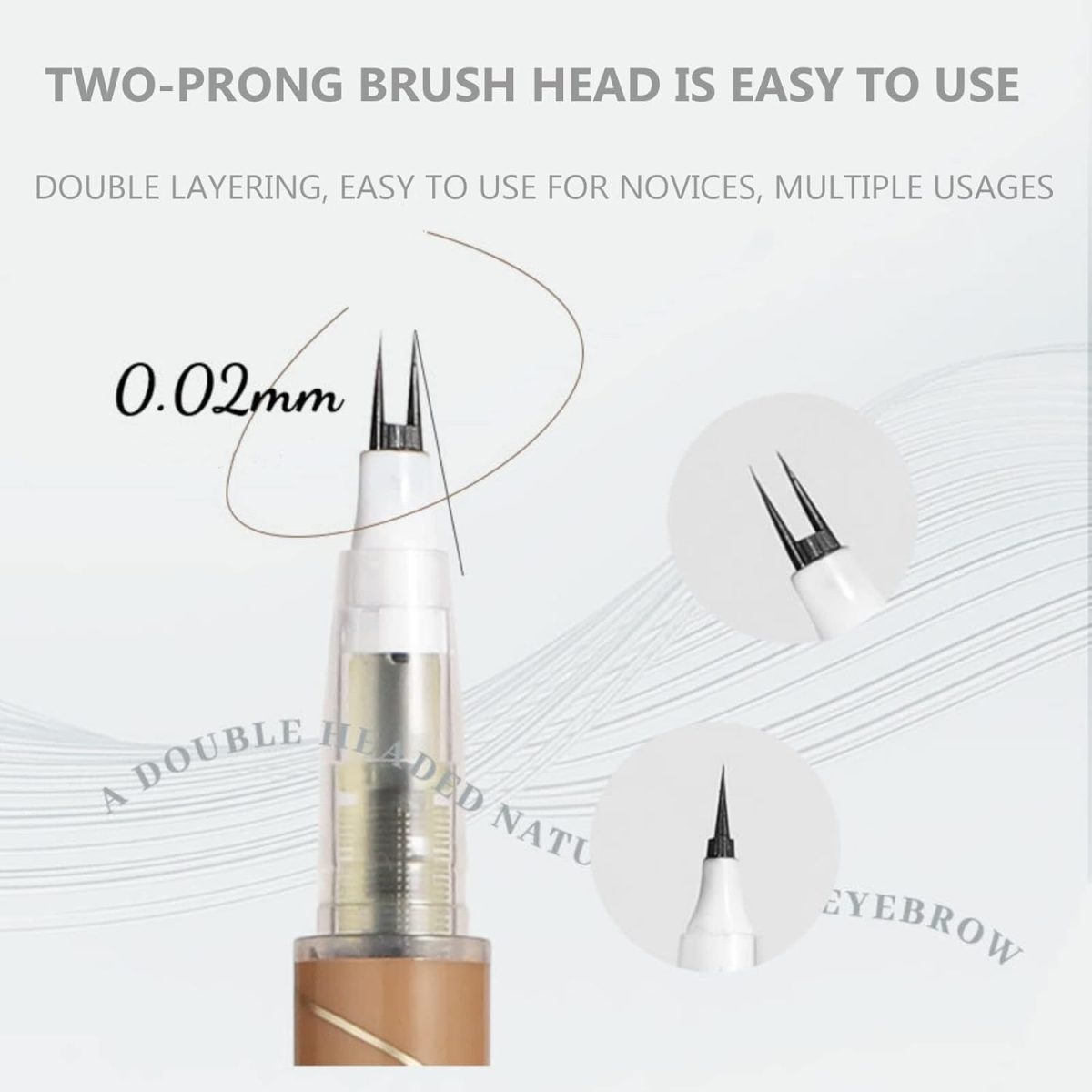 ⁦Excefore 2 Pack Dual-Tip Eye Liner, 3 In 1 Long Lasting Waterproof Eyebrow Pencil, Professional Makeup Liquid Eye Liner Pencil for Women (Gray & Brown)⁩ - الصورة ⁦2⁩