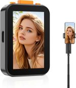 Otufan Selfie Monitor Screen for iPhone, with Speaker, Wireless Recording, Using Phone Rear Camera for Selfie Vlog, Live Streaming, TikTok, Screen Sharing, 2in (No Clip Black)